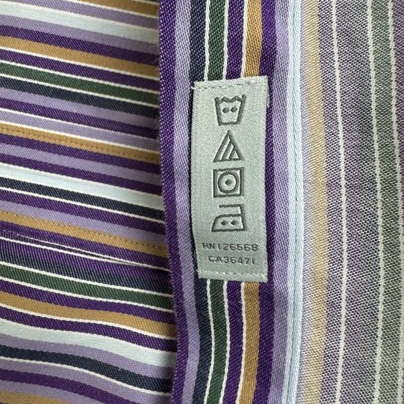 Men’s Thomas Dean Long Sleeve Stripe Dress Shirt Large - Picture 12 of 13